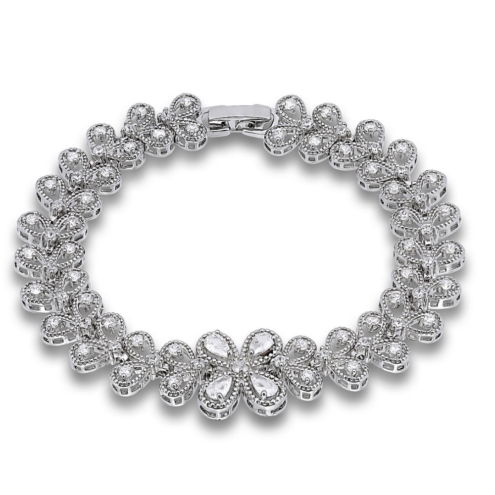 NWOT Cubic Zirconia Leaf Design Bracelet